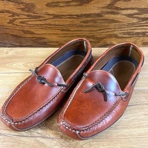 L.L. Bean Double Leather Slip On Brown Moccasin Slippers Men's 10D Double Lined